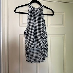 Xhilaration Navy and White Gingham Halter Tank